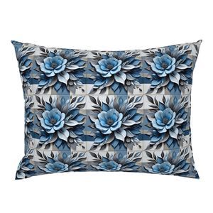 Seamless Pattern - Painted Floral Tile Pattern 3 in Shades of Blue and Gray product image (5)