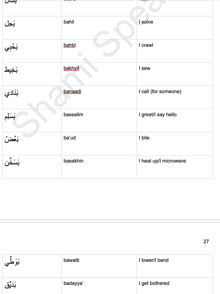 300+ Essential Verbs in Levantine Arabic - First Person Present Tense product image (4)