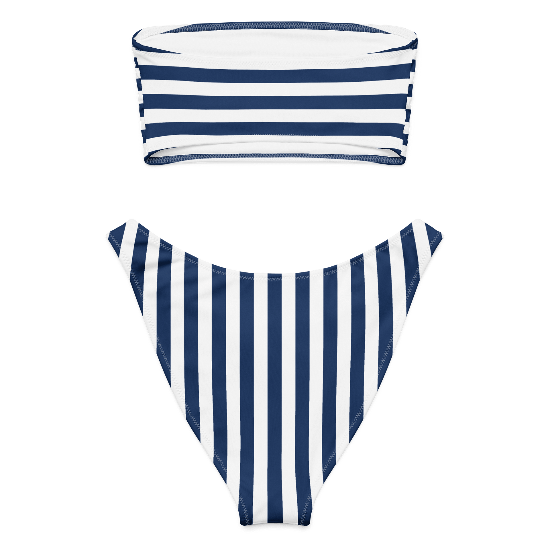 Navy & White Striped Bandeau Bikini – Sailor Chic Wanderlust Swimwear product image (8)