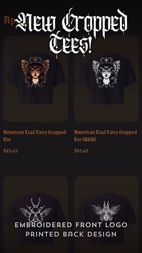 Greetings friends! 🌿
✨ Made-to-order apparel is currently live on my website again! ✨

I am only running cropped t-shirts at ...