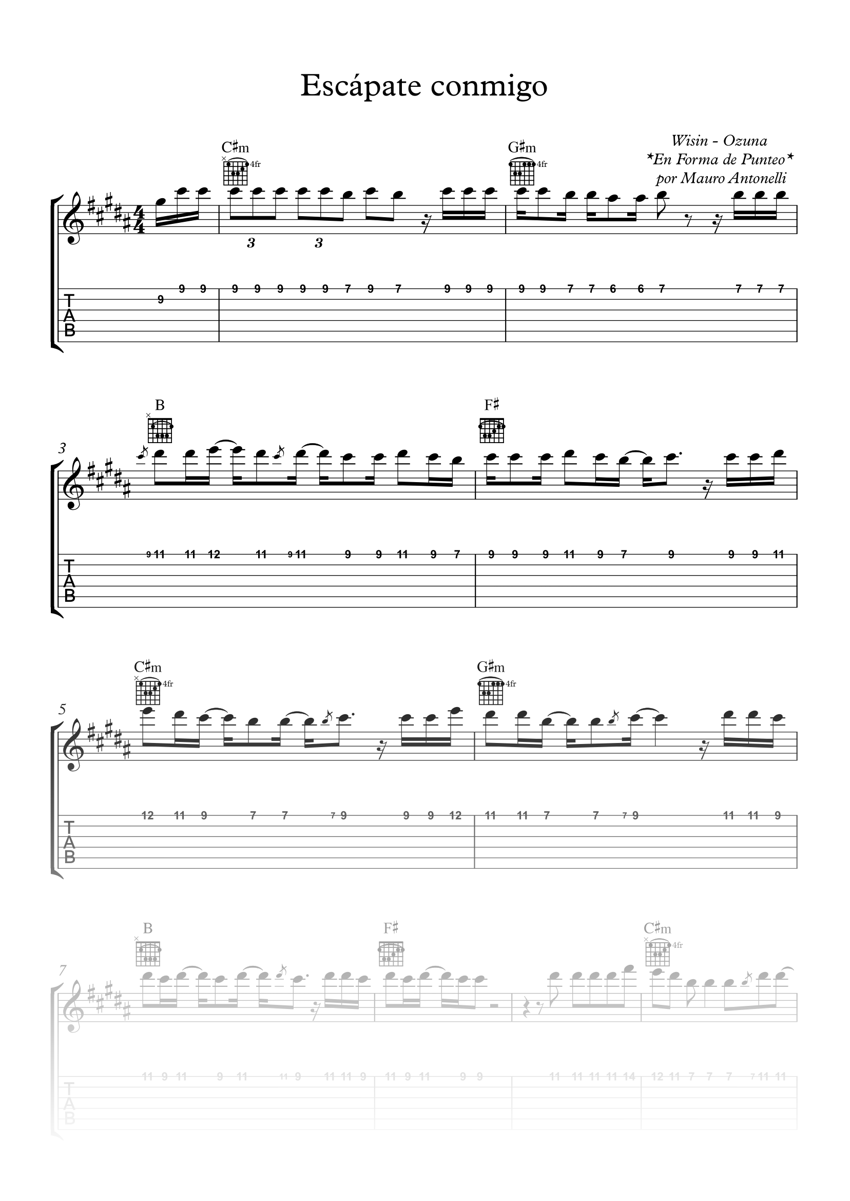 Escápate conmigo - Partitura + Tab + Acordes + Pista product image (1)