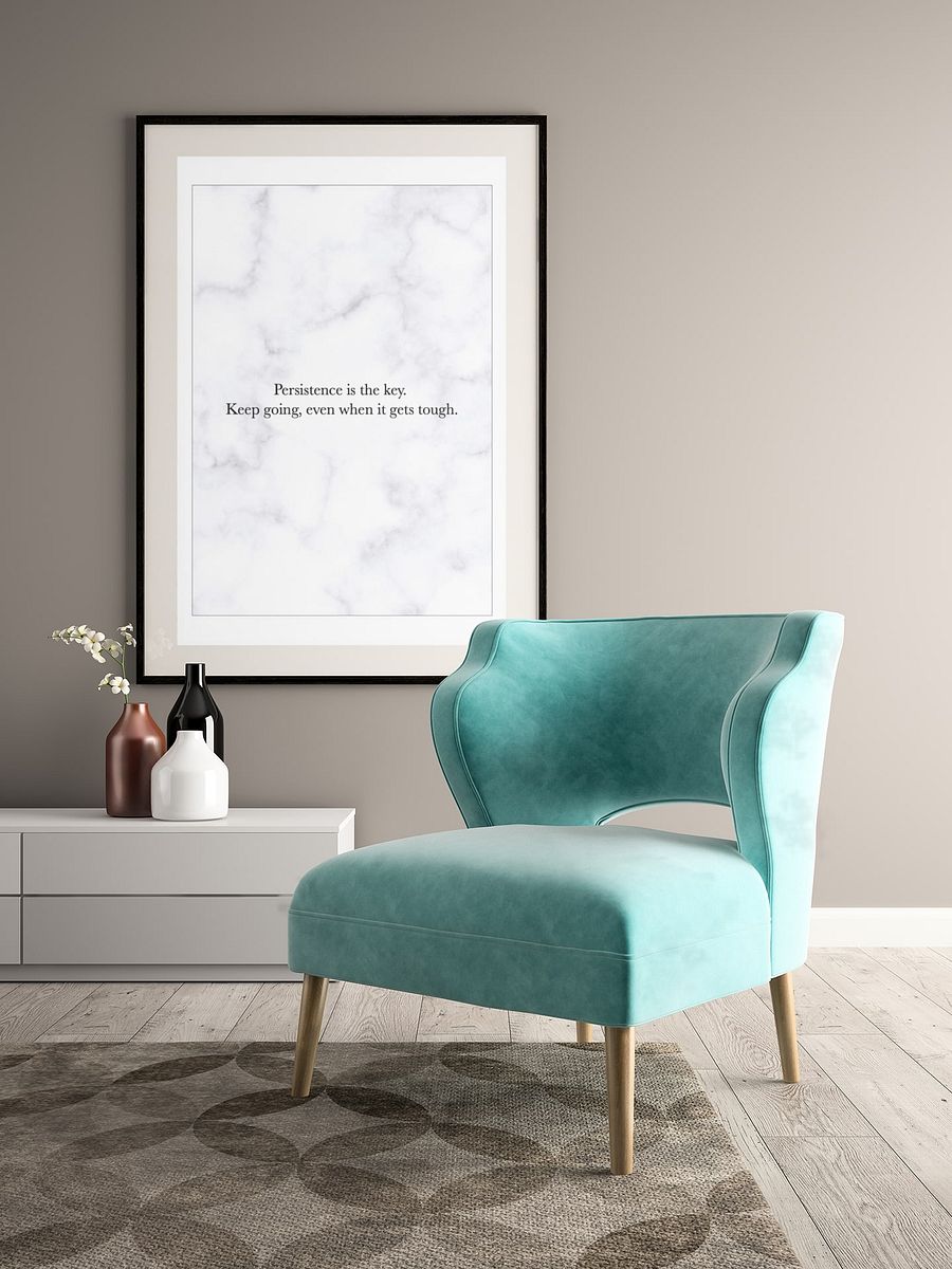 Inspirational Marble Quote Poster, "Persistence is the Key" Motivational Wall Art, Encouraging Office Decor, Resilience and Determination product image (4)