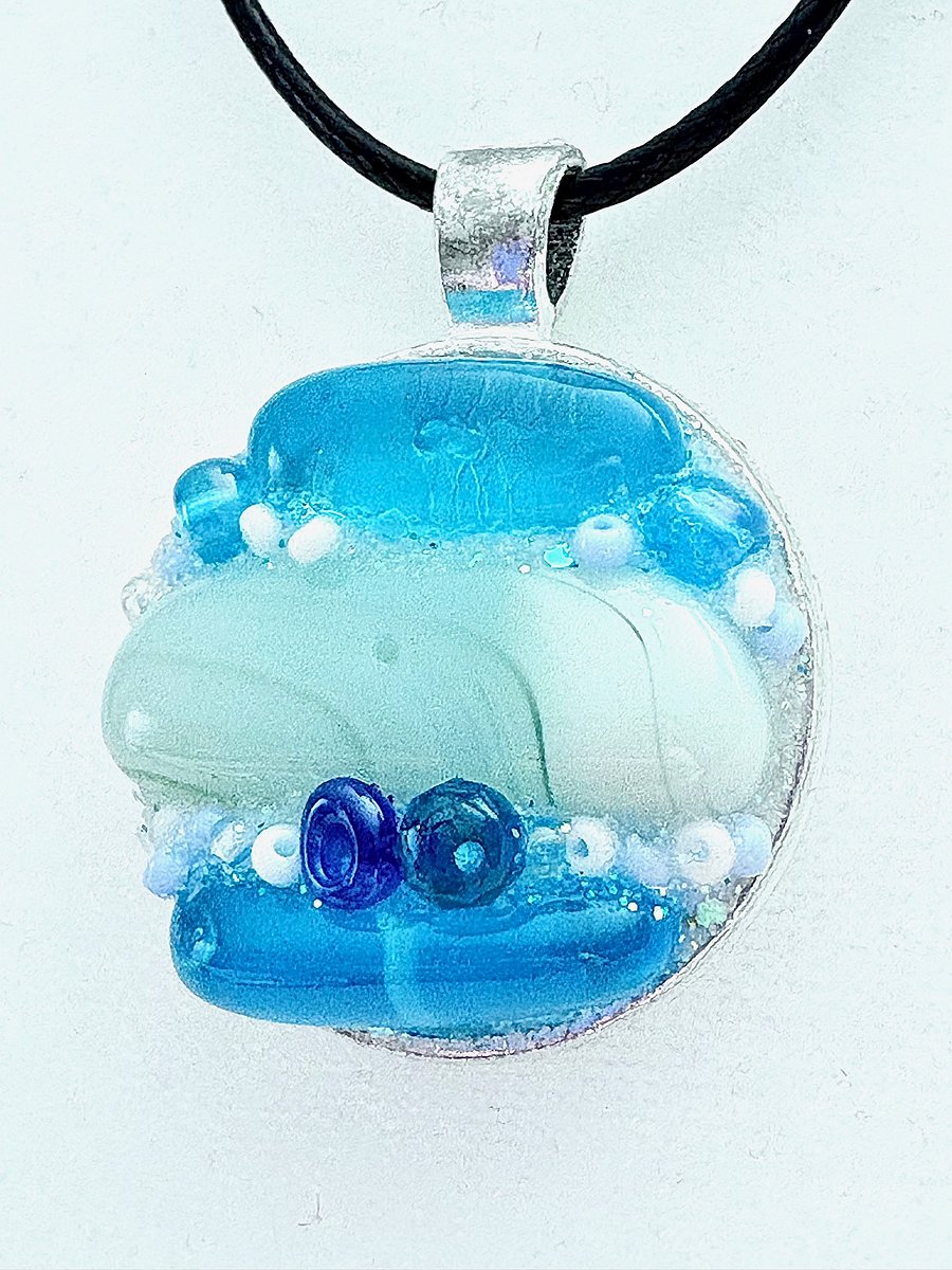MFD-00205 | Coastal Calm Horizon Pendant Necklace | Handmade Glass Art Jewelry | Monique Faella Designs™ product image (2)