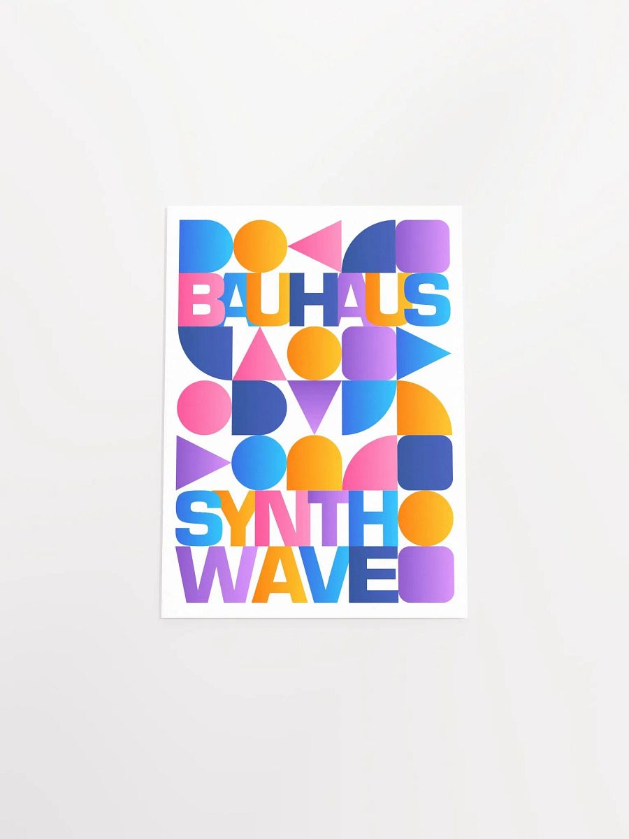 Synthwave Bauhaus Rainbow poster #1 (pink-blue-yellow) — abstract poster product image (9)