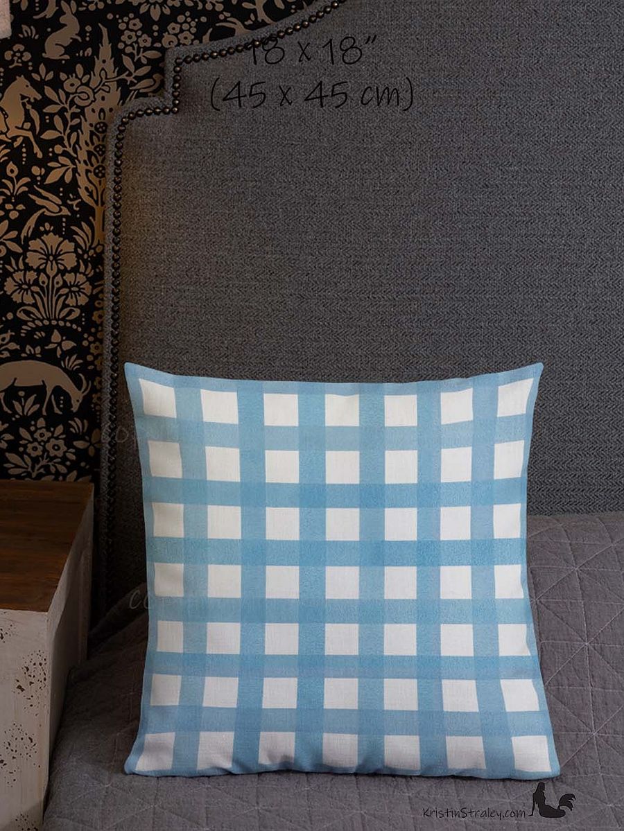 Classic Blue Gingham Checker on White Premium Pillow Case product image (5)