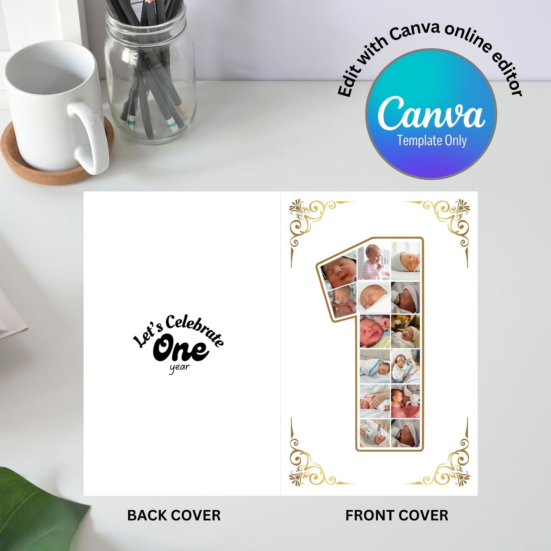 One Year Celebration Card Photo Collage Canva Template product image (5)
