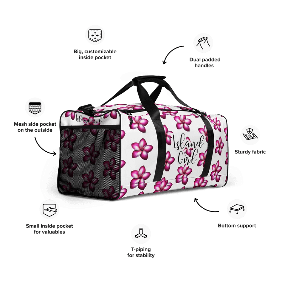 Island Girl Plumeria Duffle Bag - Tropical Bliss for Your Adventures product image (8)