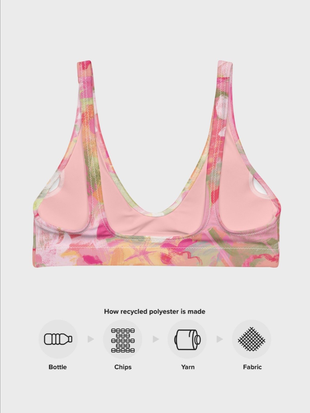 Recycled Padded String Bikini Top "Sweet Pastel Florals of Spring" product image (8)
