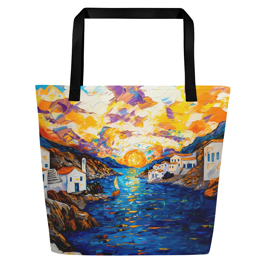 Tote Bag: Mediterranean Life Vibes Ocean Seaside Sunset Fashion Art Style Design product image (1)