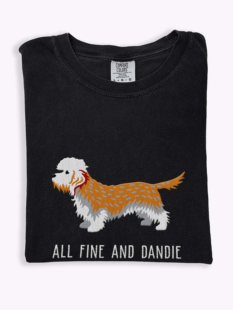 All Fine and Dandie T-Shirt(Embroidered) of a Dandie Dinmont Terrier(Mustard) product image (1)