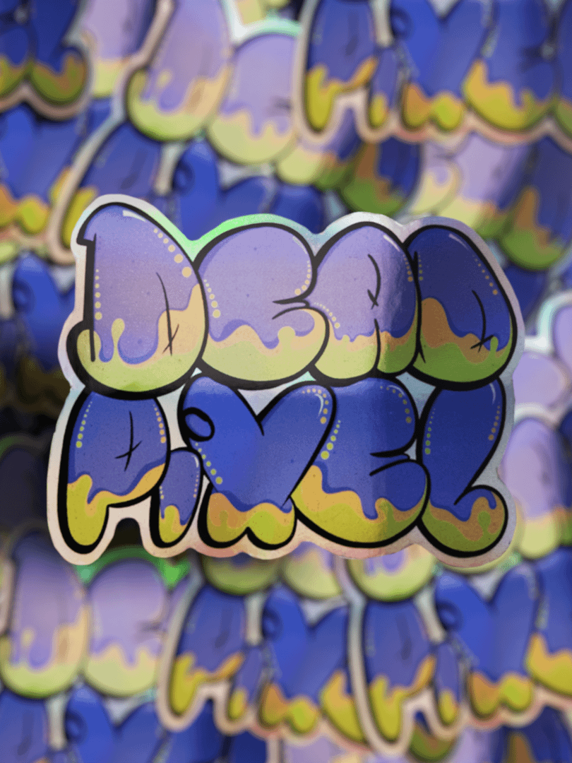 4” deadpixel Bubble letters Holographic Sticker product image (1)
