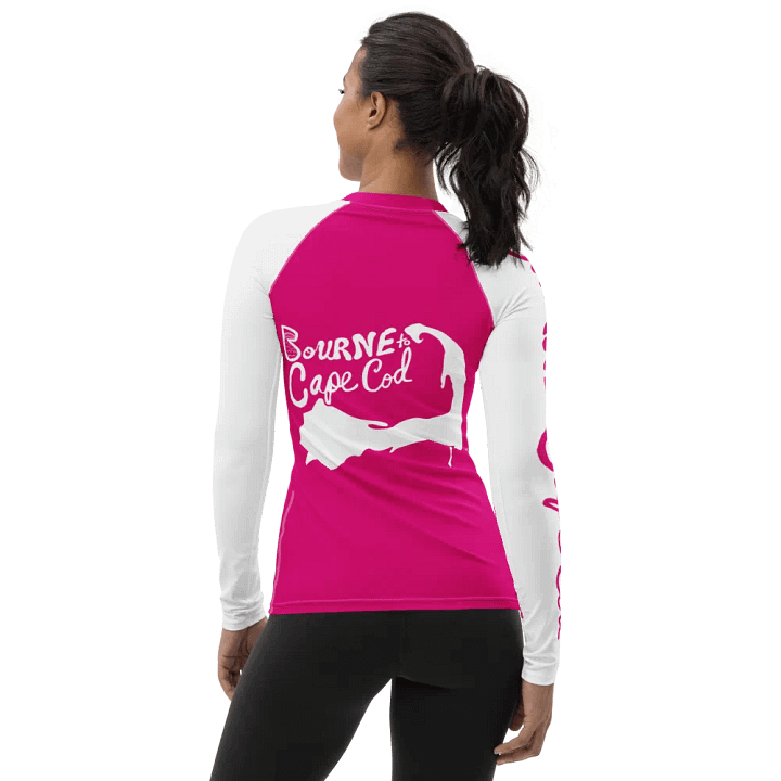 BOURNE to Cape Cod™ | Women's Rash Guard | BRN.2C.C.™ | Vibrant Pink & White product image (2)