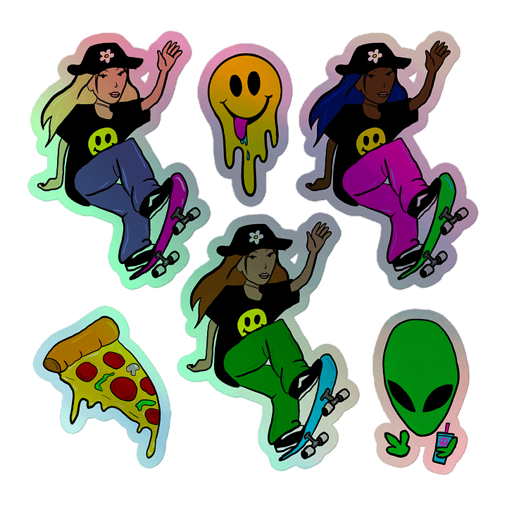 Skateboarder Holo Sticker set product image (1)