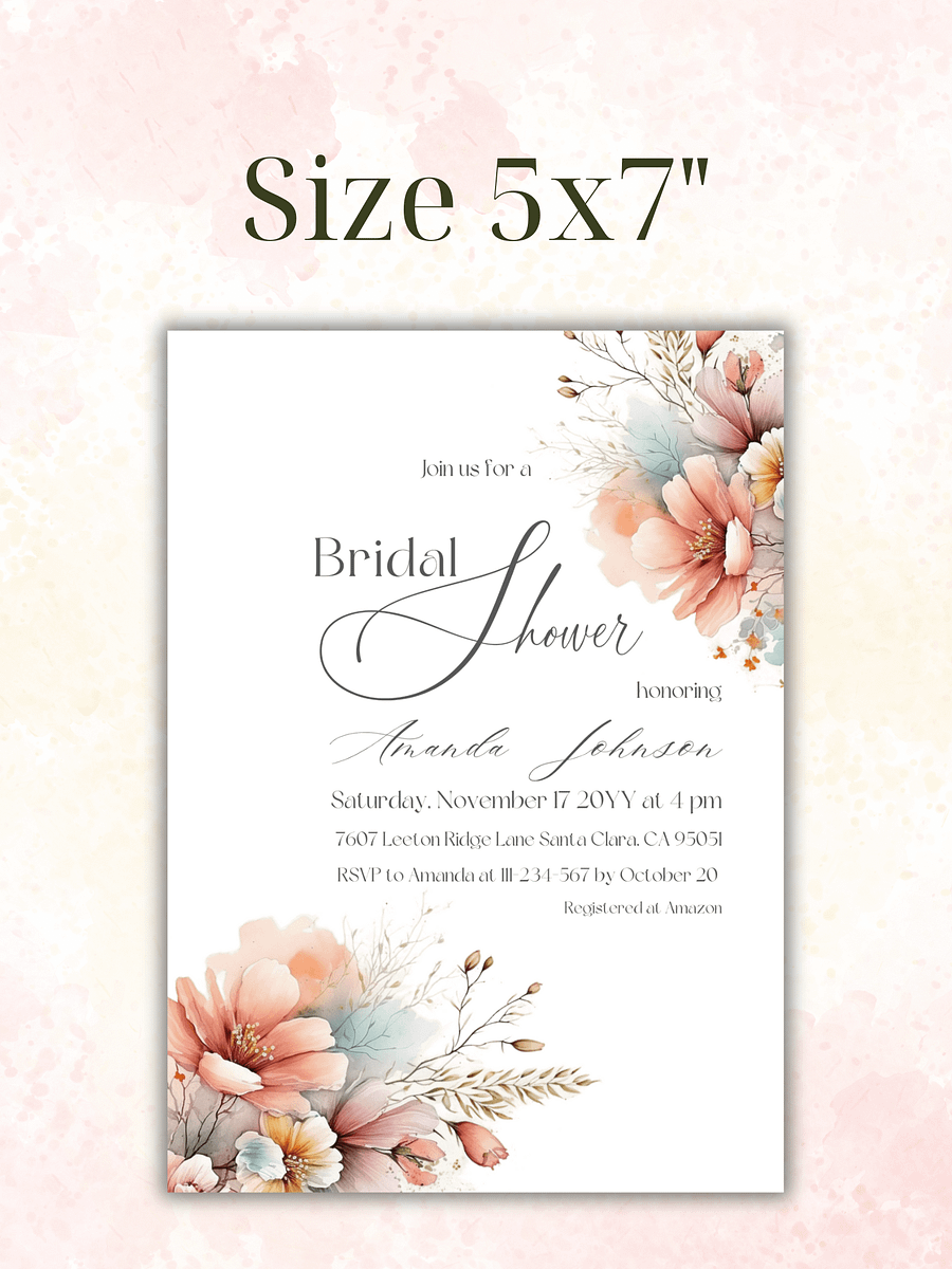 Boho Bridal Shower Invitation for a Rustic Floral Party Theme, Wildflower Themed Wedding Shower Invite Canva Template, Digital Download product image (3)