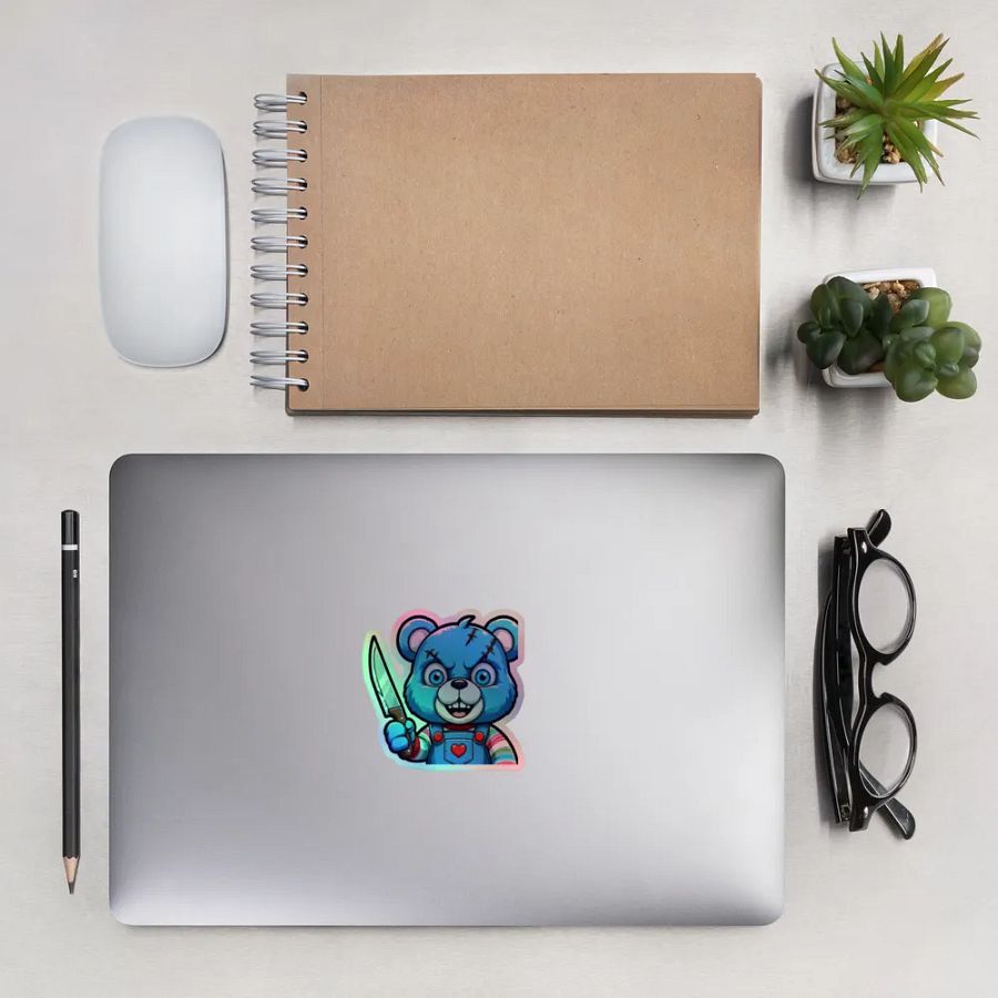 Menacing Blue Bear Holographic Sticker Sheet product image (13)
