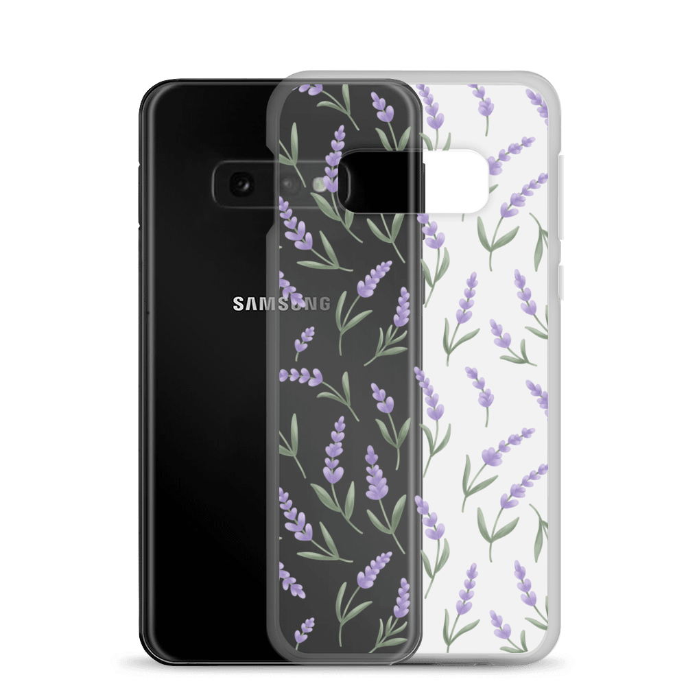 Clear case for Samsung with lavender pattern. Artistic protective cover product image (2)
