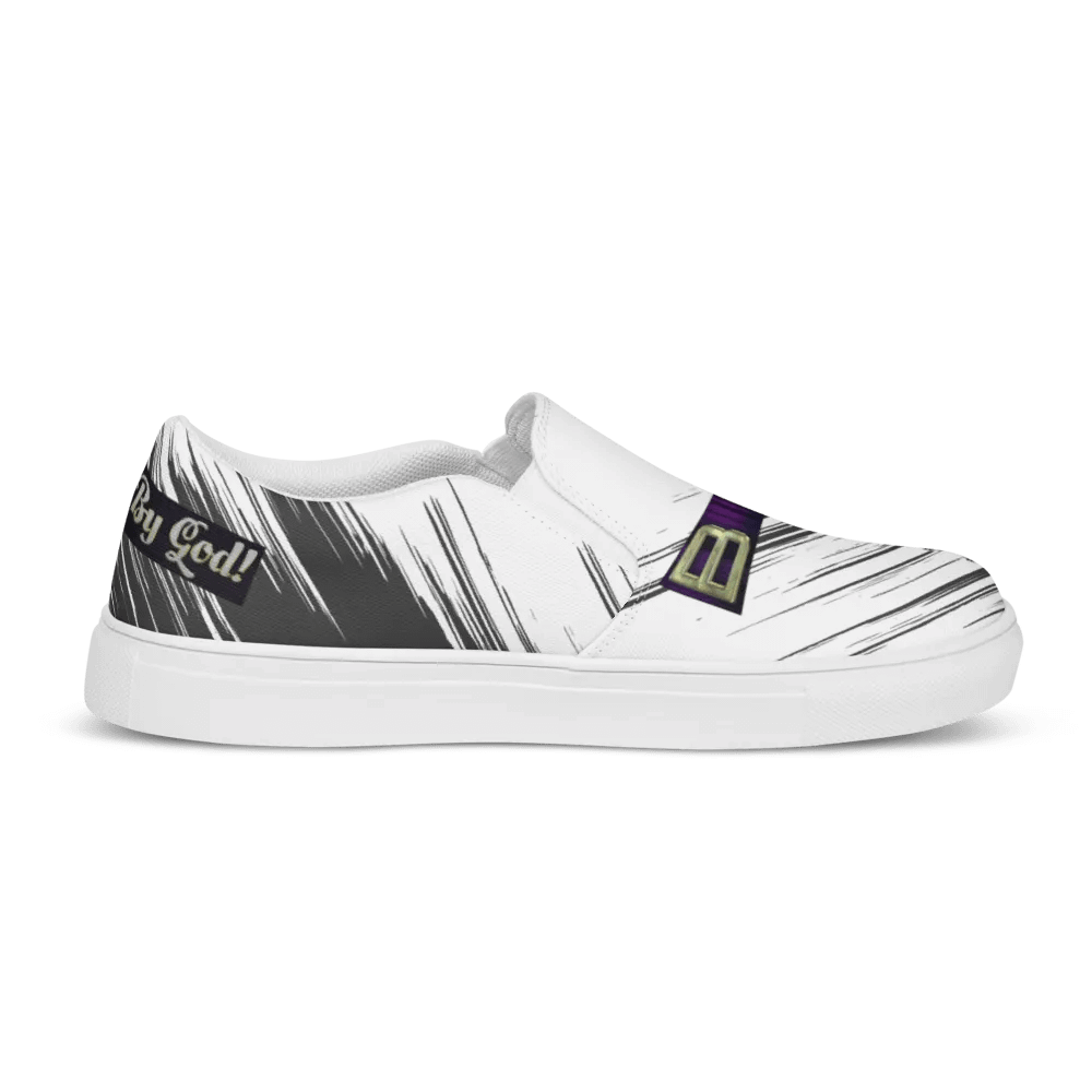 BBG White with Black Swirls Diamond Cross Women's Slip On product image (12)