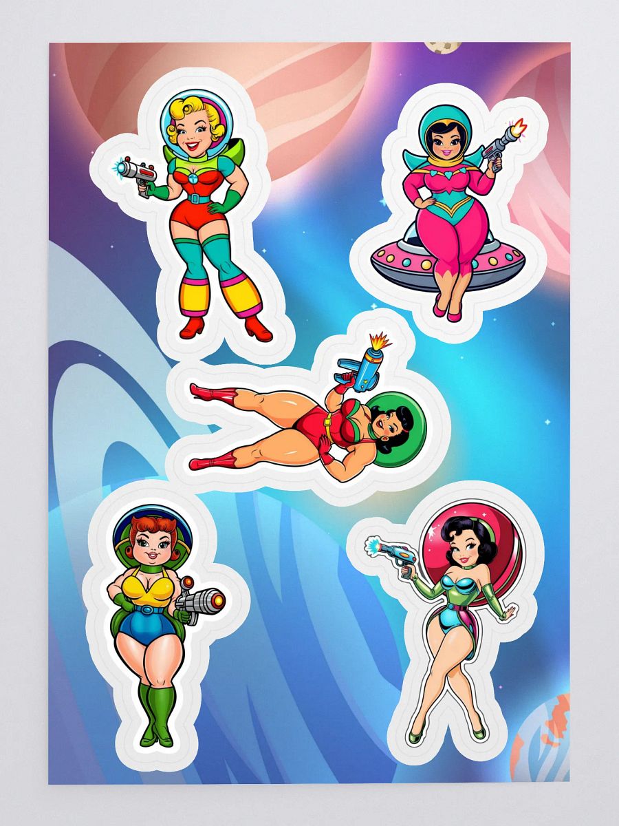 Retro-Futuristic Space Babes Sticker Sheet product image (3)