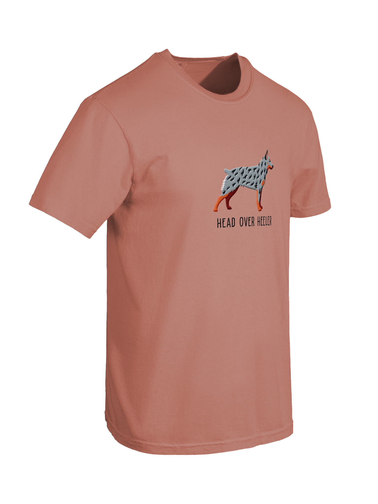 Head Over Heeler T-Shirt(Embroidered) of an Australian Cattle Dog(Blue Heeler 2, Docked Tail) product image (18)