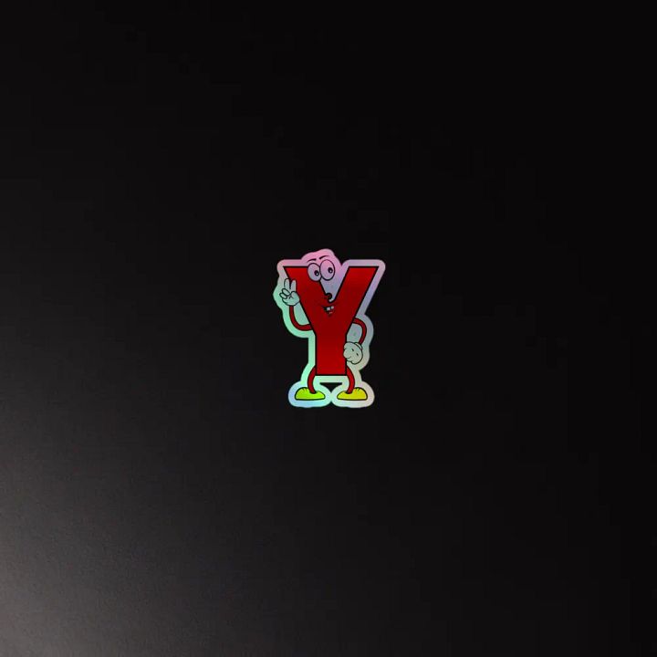 Y Letter Cartoon Character Holographic Sticker product image (4)