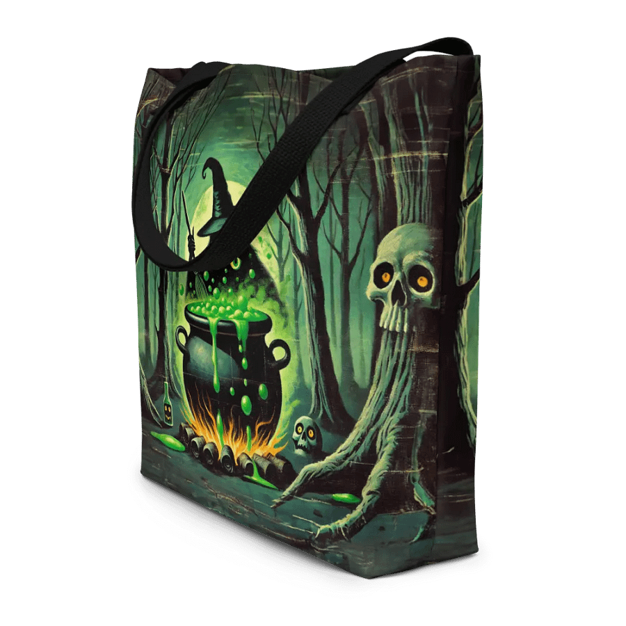 Cauldron Monster Large Halloween Tote Bag (Distressed Look) product image (8)