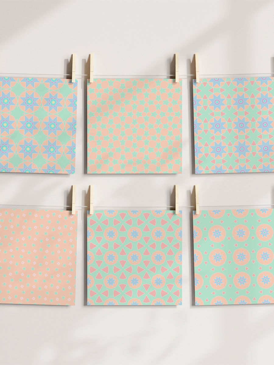 Abstract Pastels Pattern Pack 1 - Mint and Peach product image (3)