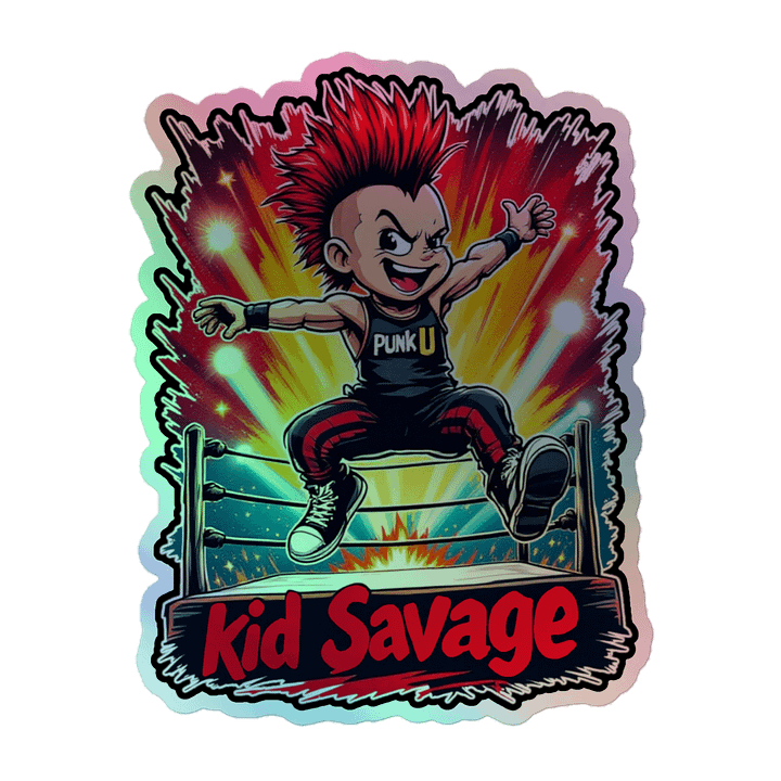 Kid Savage Wrasslin Punk U Holographic Sticker product image (2)