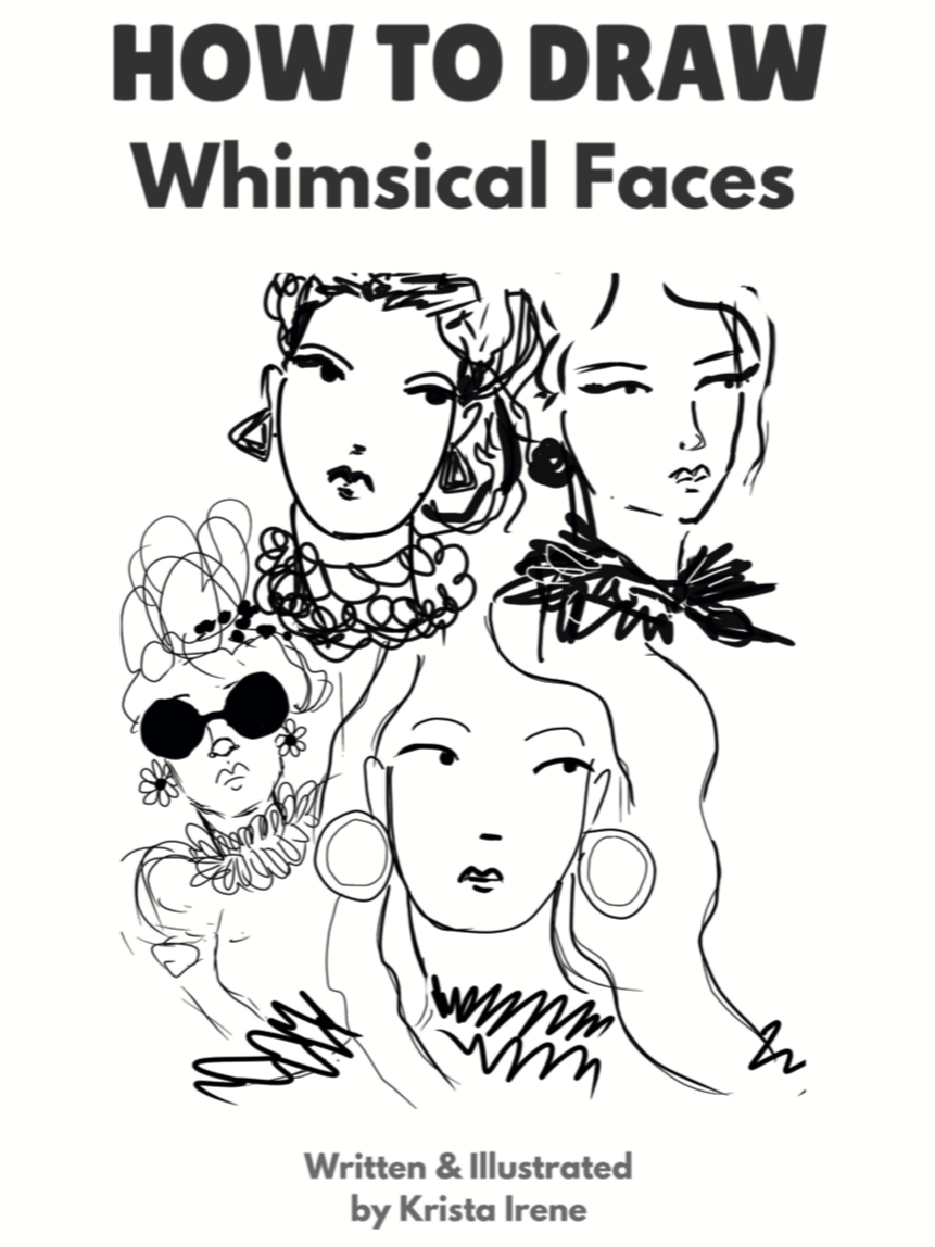 Draw Whimsical Faces EASY! - Step By Step Illustrated Book with Coloring Pages (Downloadable/Printable eBook) product image (1)