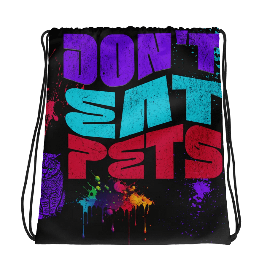 don't eat pets, Colorful Graffiti Drawstring Bag product image (1)