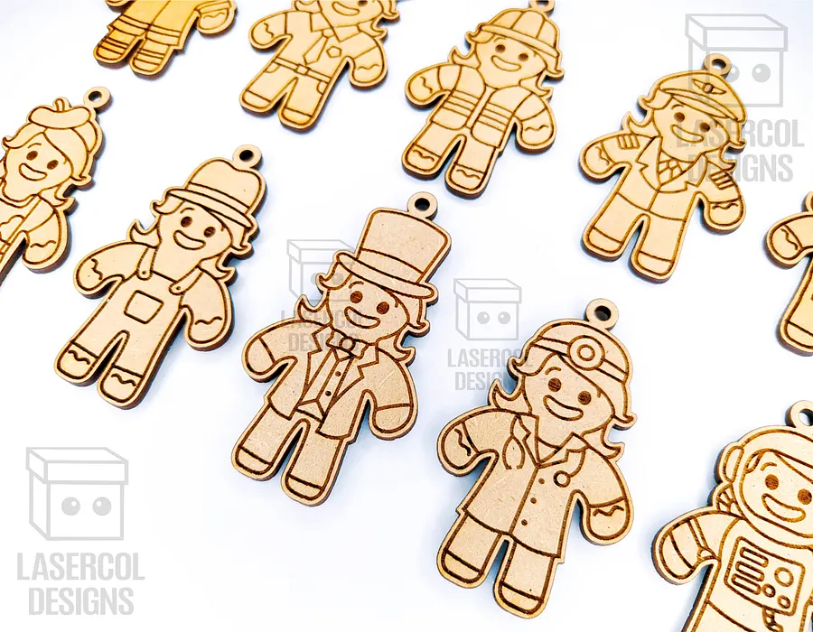 Gingerbread Cookies Christmas Ornaments Set 4 - Laser Cut Files product image (7)