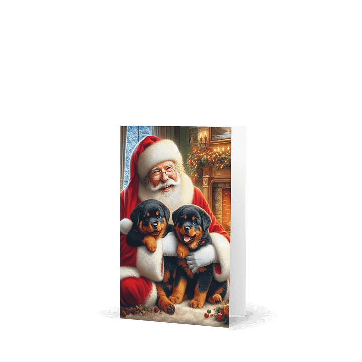 Rottweiler Santa's Puppy Party Greeting Card product image (1)
