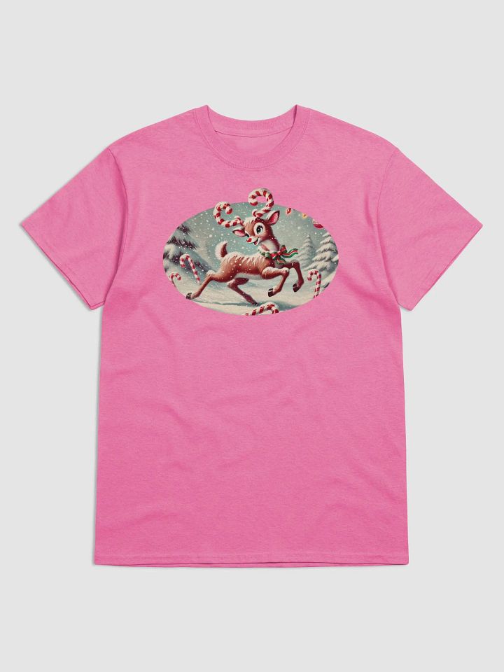 Joyful Candy Cane Reindeer Adult T-Shirt product image (2)