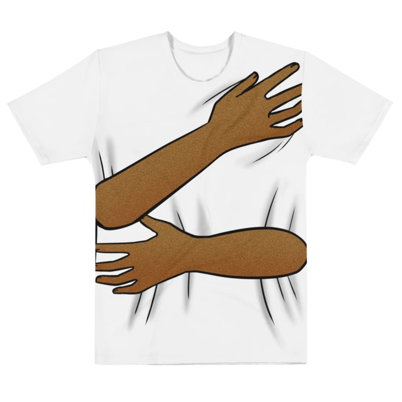Back Hug T-Shirt (White shirt / dark brown skin tone) product image (1)