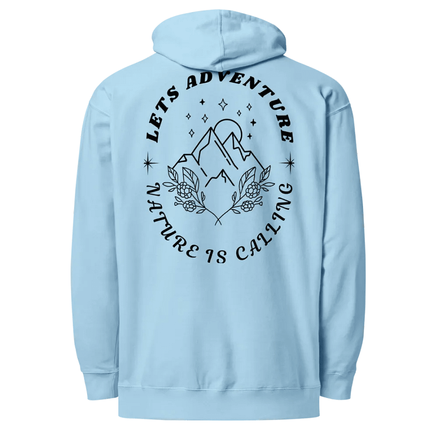 Embroidered and Printed "Lets Adventure, Nature is Calling" Midweight Hoodie product image (6)