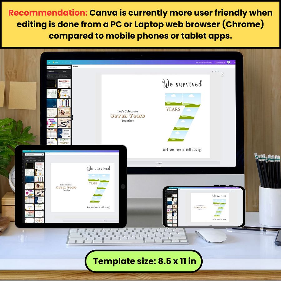 7 Year Anniversary Photo Card Editable Canva Template product image (5)