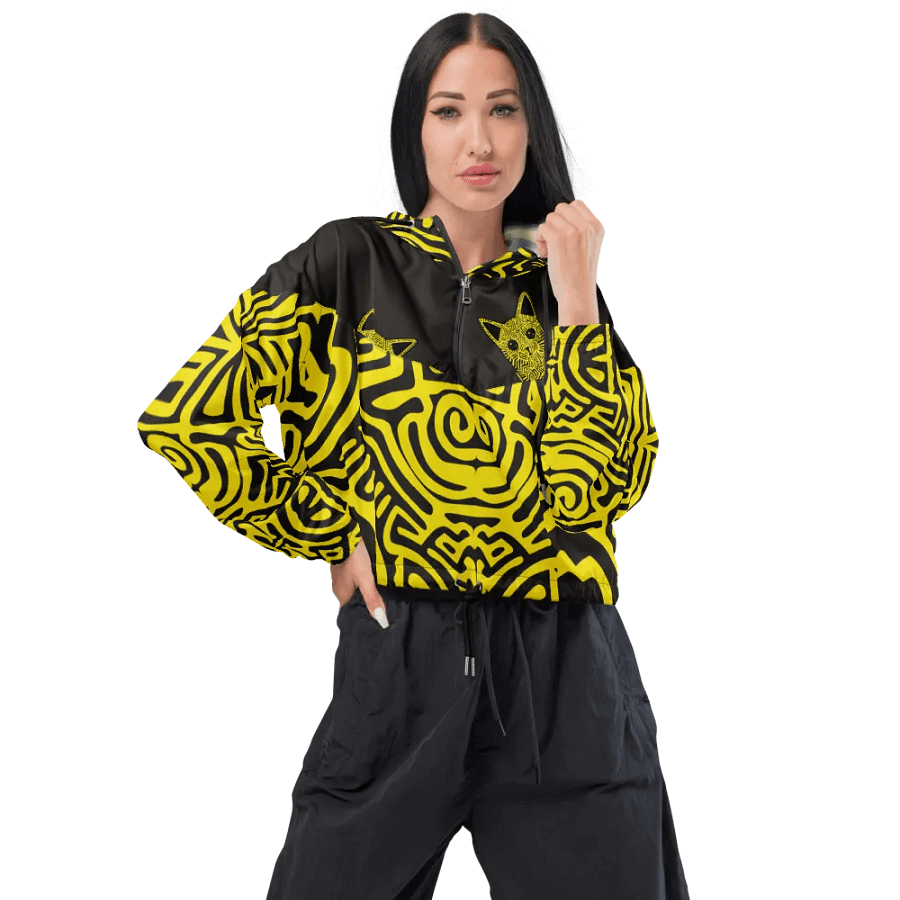 Gossip Cat Pattern Crop Hoodie Windbreaker product image (2)