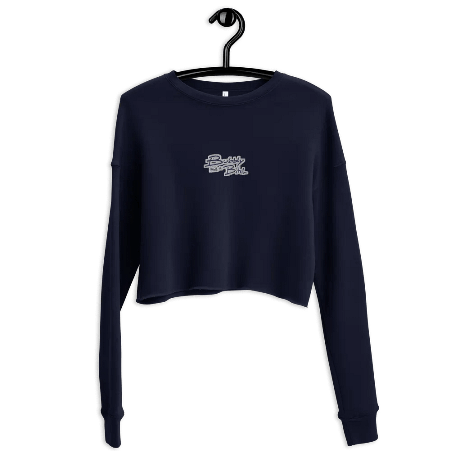 Bubbly and a B*tch (navy & white thread) embroidered fleece crop crew product image (5)