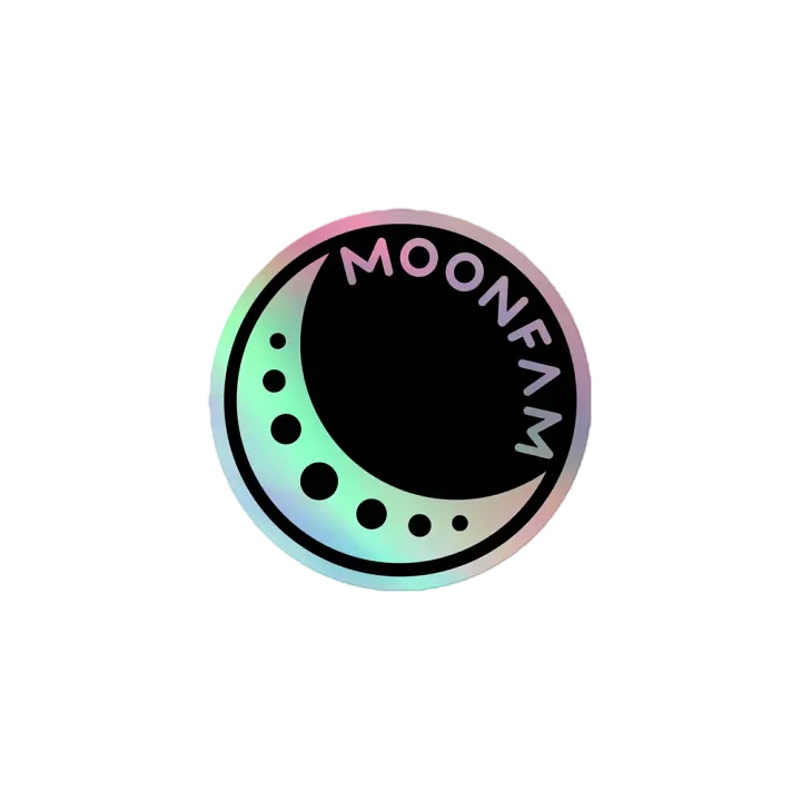 MoonFam 𝖑𝖔𝖌𝖔 holographic sticker product image (1)