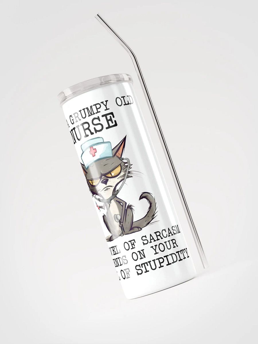 Grumpy Nurse Cat Tumbler: Sarcasm Level - Nurse Approved! product image (4)