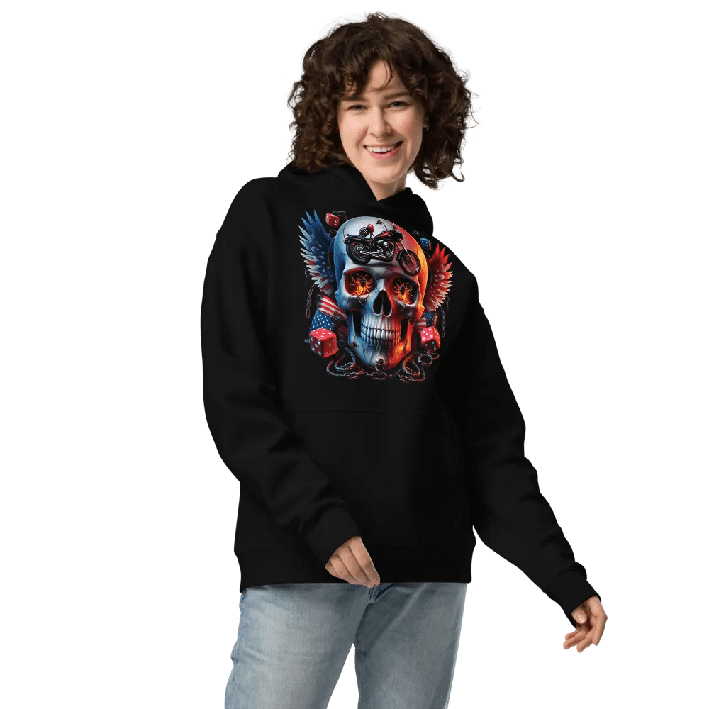 Fire and Fury Skull Motorcycle Unisex Hoodie #24 product image (3)