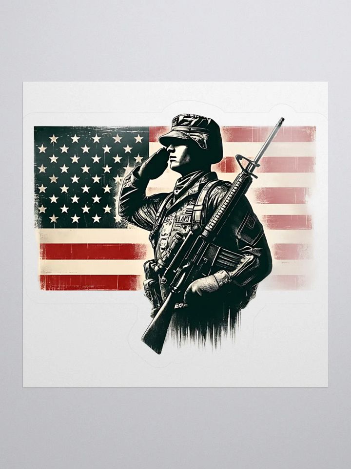 Saluting Soldier - Proud USA Patriotic Tribute Vintage Vinyl Stickers product image (2)