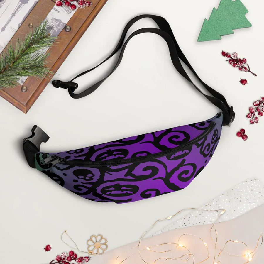 Green & Purple Scary Pumpkins Skull Fanny Pack product image (6)