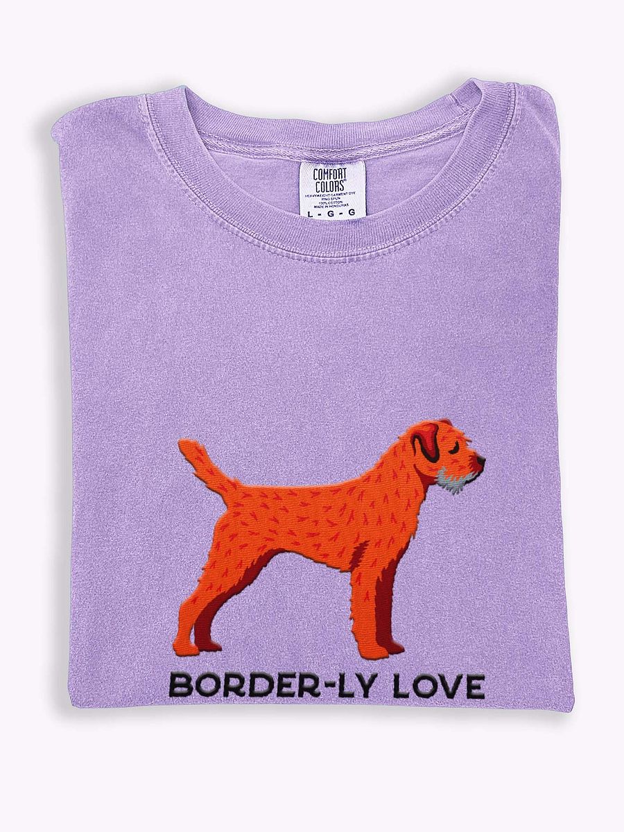 Border-ly Love T-Shirt(Embroidered) of a Border Terrier(Red) product image (1)