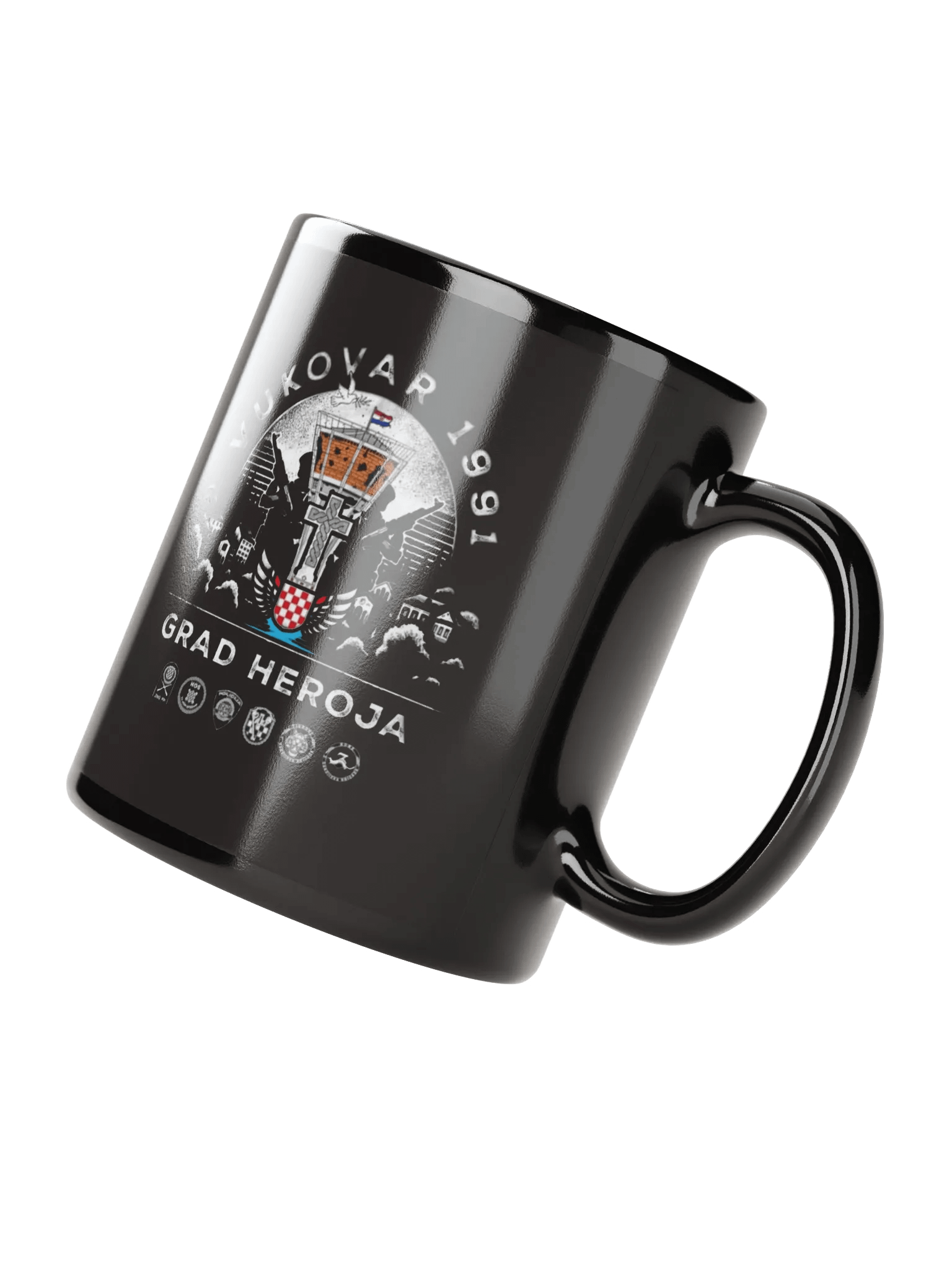 VUKOVAR 1991 HOS Emblem Black Glossy Mug product image (4)