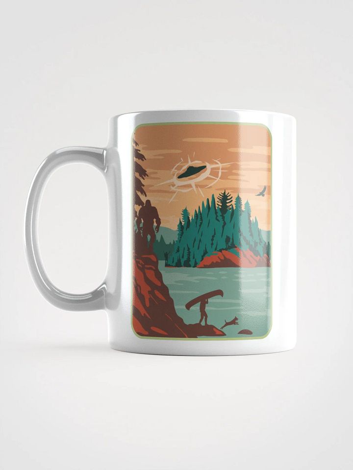 PNW Canoe Bigfoot UFO White Mug product image (2)