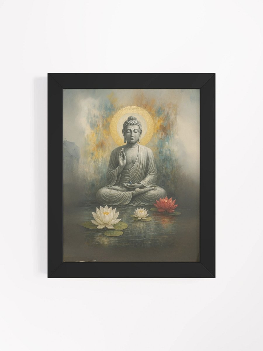 Framed Buddha Poster for Nichiren Buddhism | Peaceful Meditation Art with Lotus Flowers | Inspires Faith, Strength & Clarity product image (100)