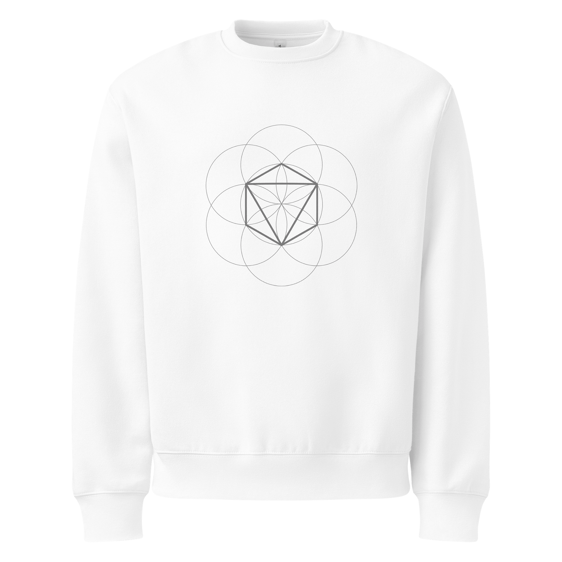 White Sweater – Grey Octahedron (Centered Front & Upper Back Print) product image (1)