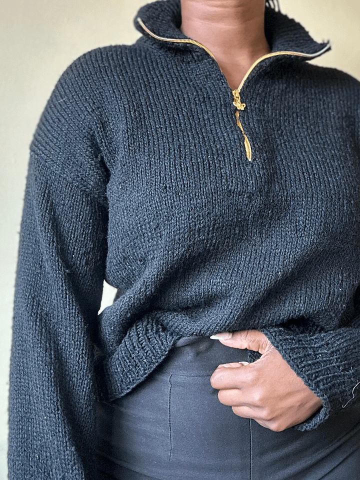 Knit Drop Shoulder zipper Sweater product image (1)