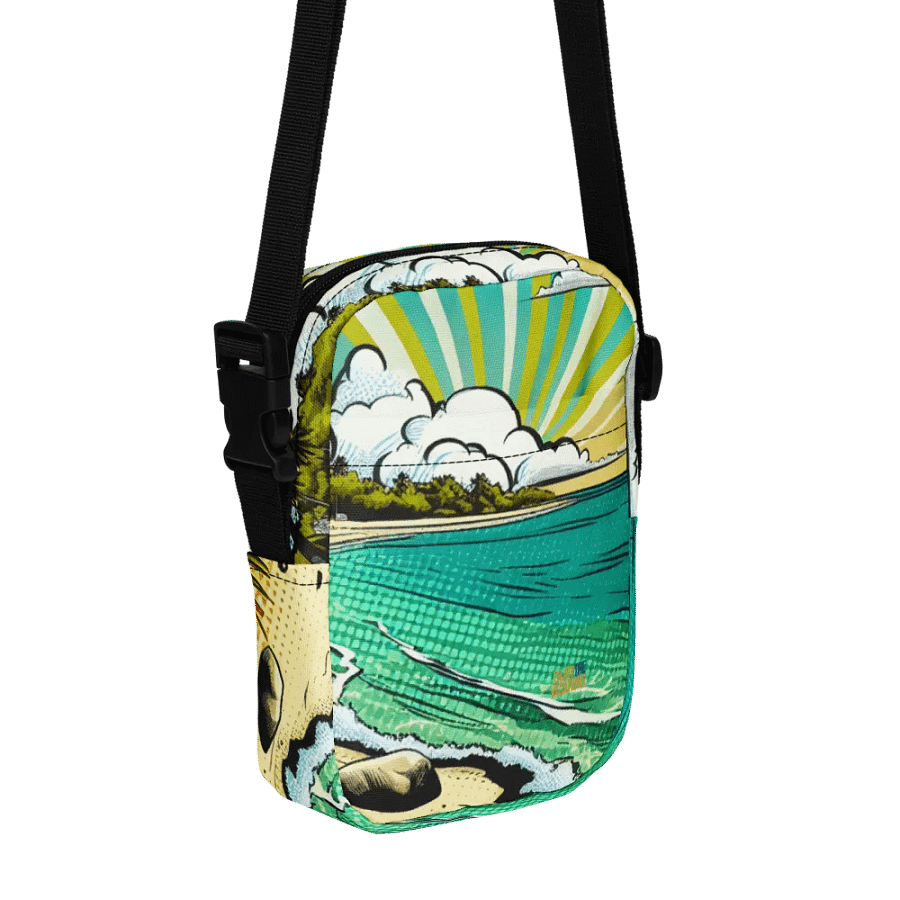 All-Over Print Utility Crossbody Bag | AI Design Zanzibar beach product image (10)