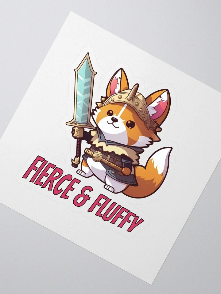 Fierce and Fluffy Corgi Sticker product image (2)